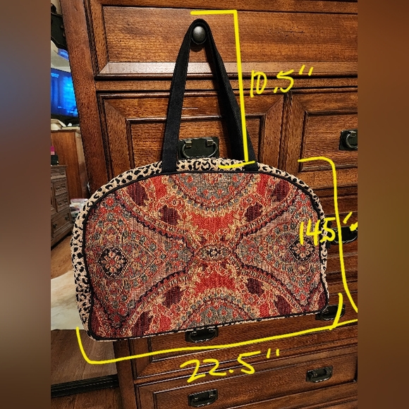 Atenti Overnighter Bag, Tapestry and Leopard Print, Never Used - Picture 11 of 11